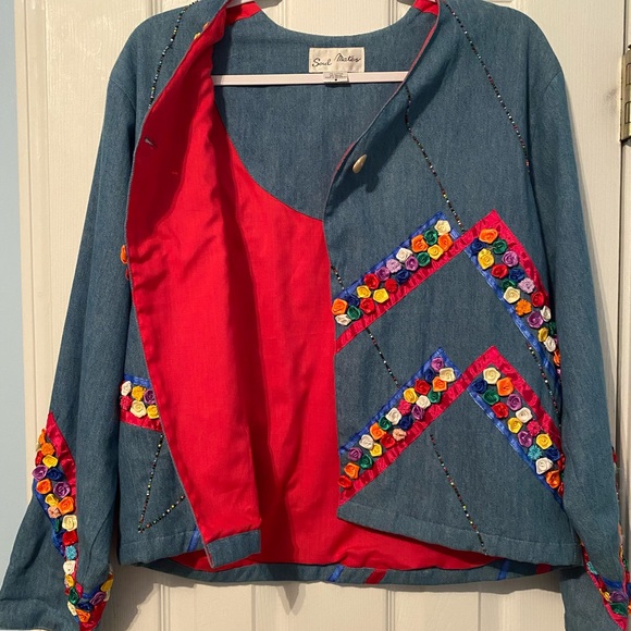 SOUL MATES unique flower & beaded jacket - Picture 4 of 5
